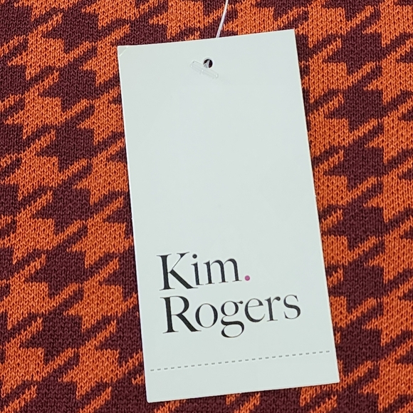NWT Kim Rogers Women's Wine Houndstooth Crew Long Sleeve Pullover Sweater, sz MD - Picture 9 of 15